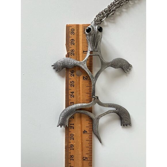 Vintage Gecko Lizard Pendant Necklace Unbranded 20 Inches - Picture 6 of 10